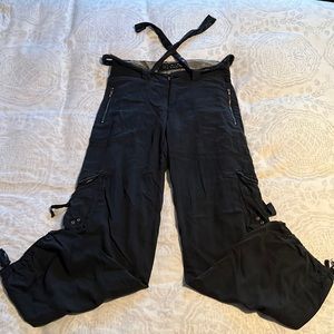 Indigo cargo pants with sequin belt